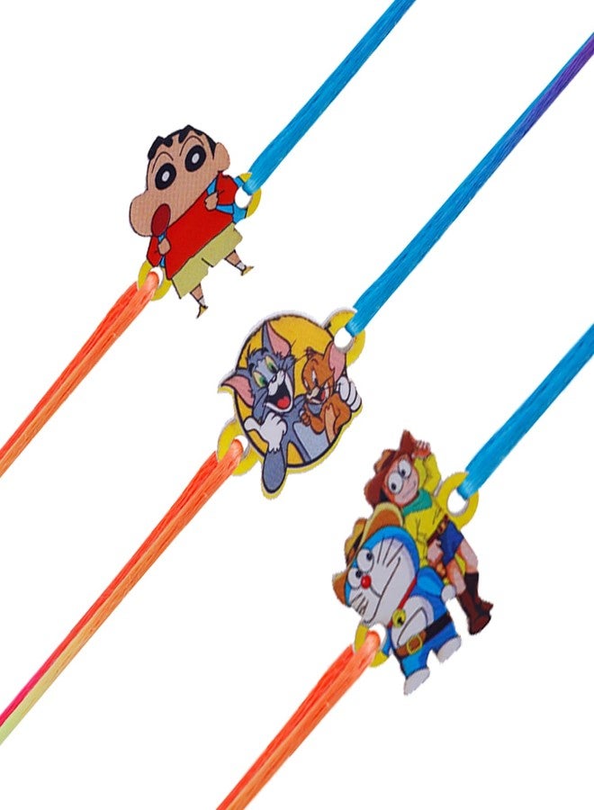Okos Pack of 3 Rakhi Combo of Trendy Cartoon Characters For Kids For Rakshabandhan With Multi Color Adjustable Cotton Thread Cute and Dearest Bhai/Bhaiya/Brother CO1000469KID - Image 1